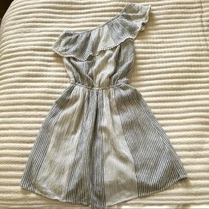 American Eagle Blue-Gray and White One Shoulder Dress - Size XXS